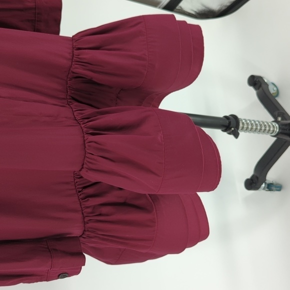 Catherine Regehr Satin Ruffle Hem Shirtdress Red M preppy coastal grandma spring - Picture 4 of 8